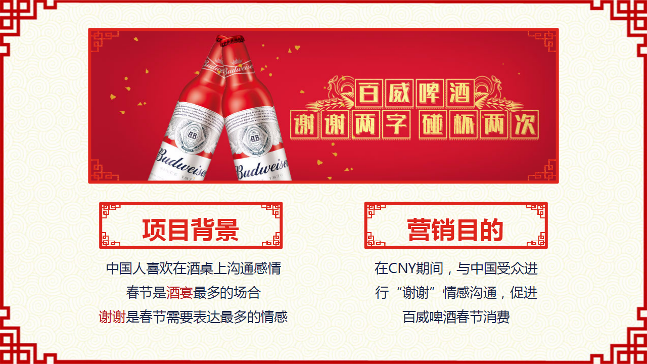 2017百威谢谢两字碰杯两次春节营销结案【快消品】【春节】.pptx 第2页