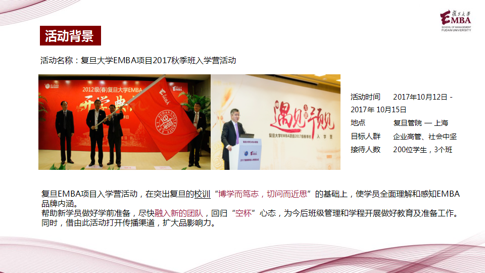 2017复旦EMBA秋季班入营活动策划方案【教育】.pptx 第3页