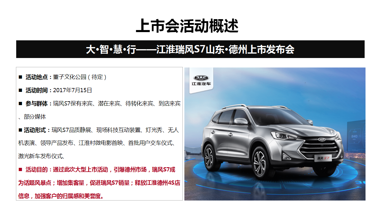 2017江淮瑞风S7山东德州上市发布会策划案【汽车】.pptx 第2页