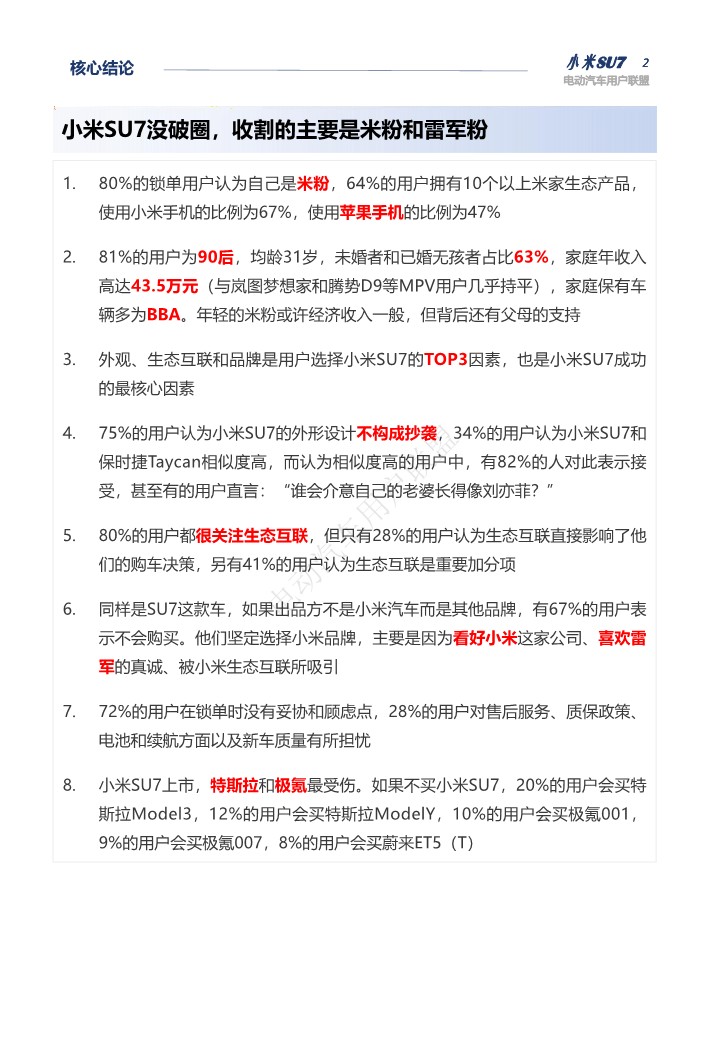 小米SU7首批锁单用户调研报告 第2页